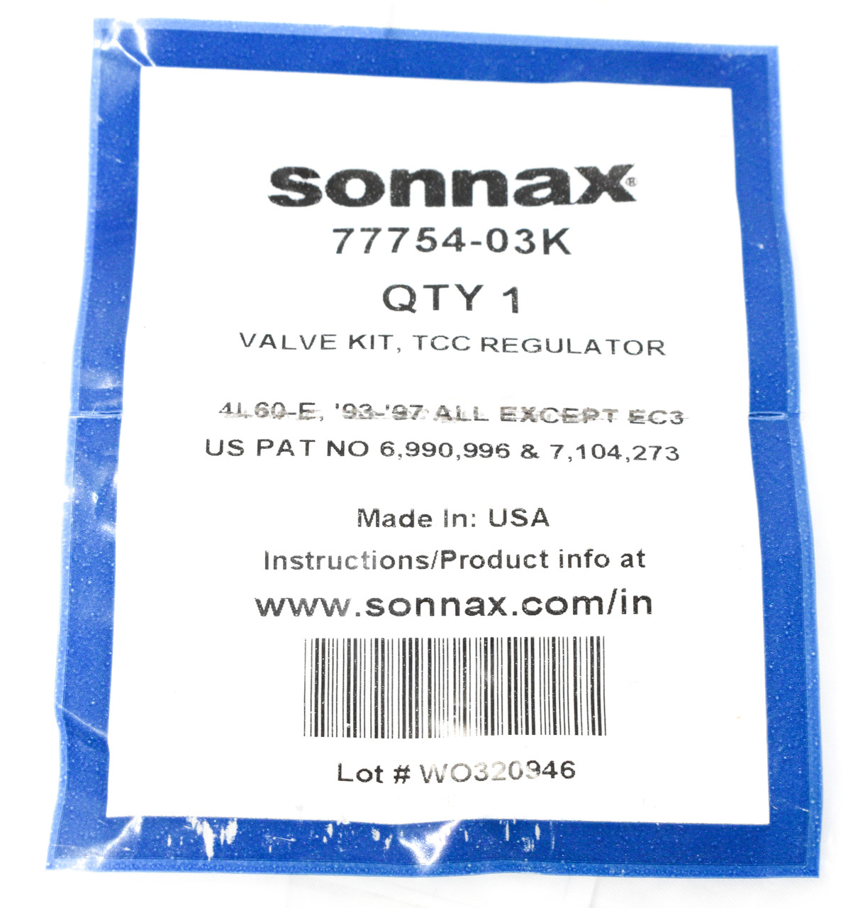 Sonnax 4L60E TCC Regulator Isolator Valve Kit 77754-03K
