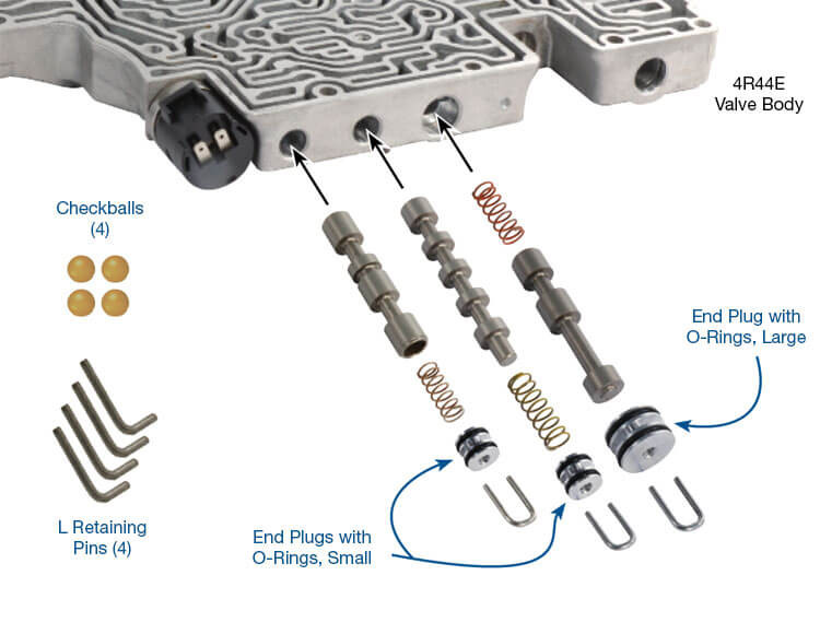 れもん 4R44E 4R55E 5R44E 5R55E O-Ringed End Plug & Checkball Kit - Sonnax