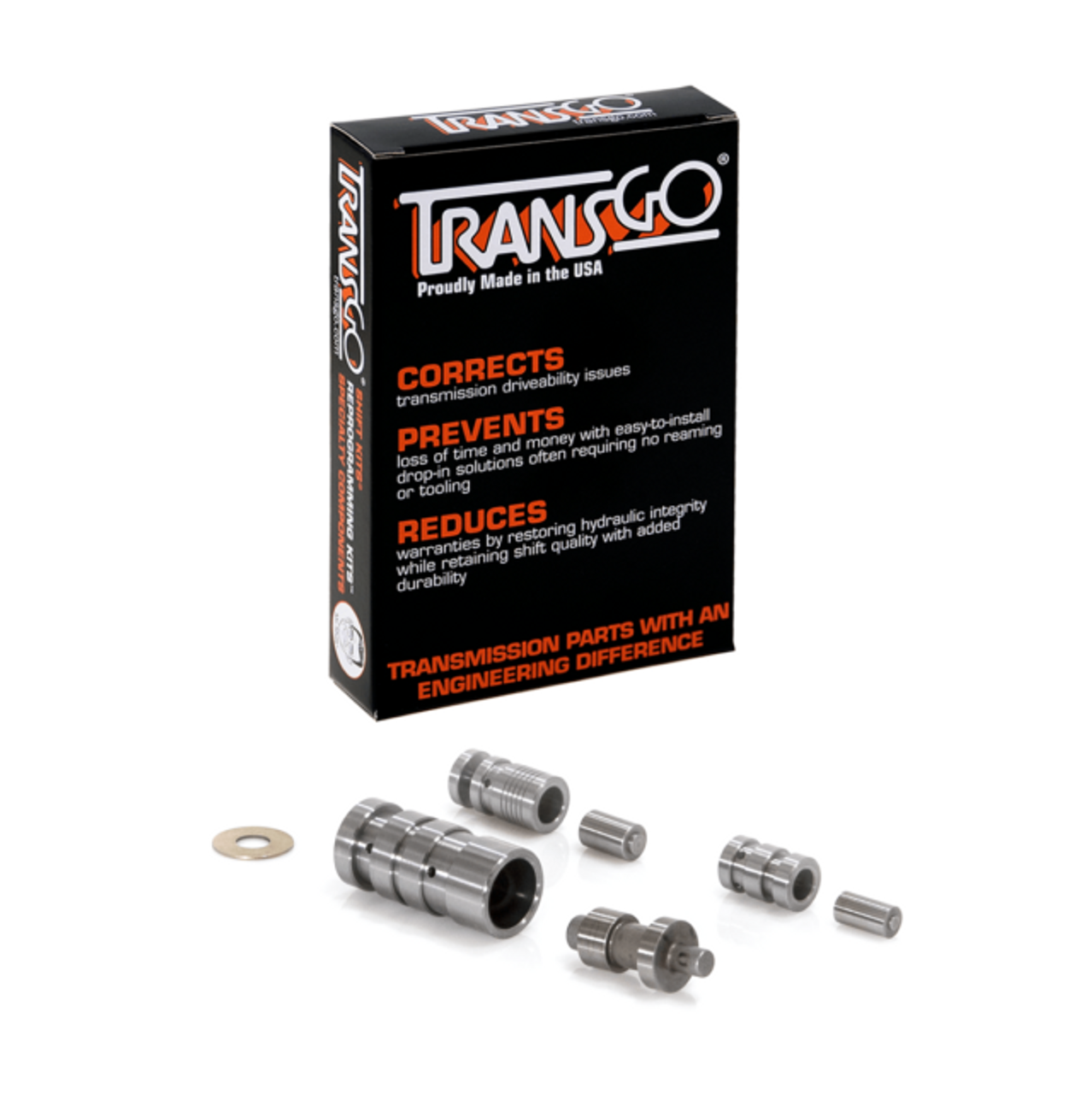 The TransGo drop-in USA-made hardened steel boost valves and bushing assemblies provides you with a durable direct replacement for the soft aluminum OEM assembly that are prone to wear.