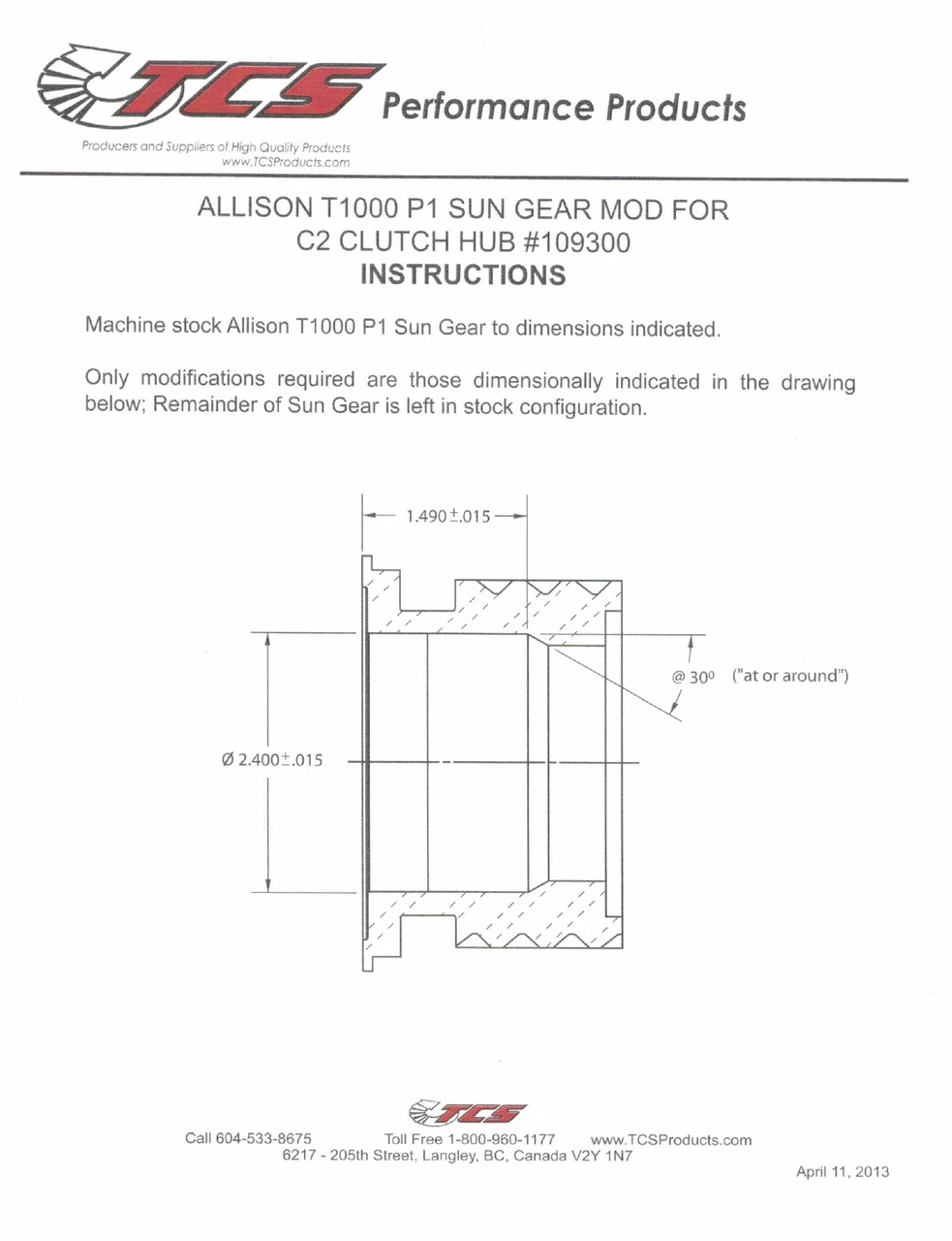 TCS 109300 Allison 1000 C-2 Clutch Hub - view 2