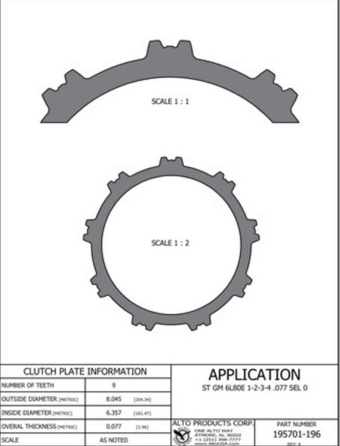 195701-196 6L80 6L90 1-2-3-4 Clutch Selective Steel Plate - view 2