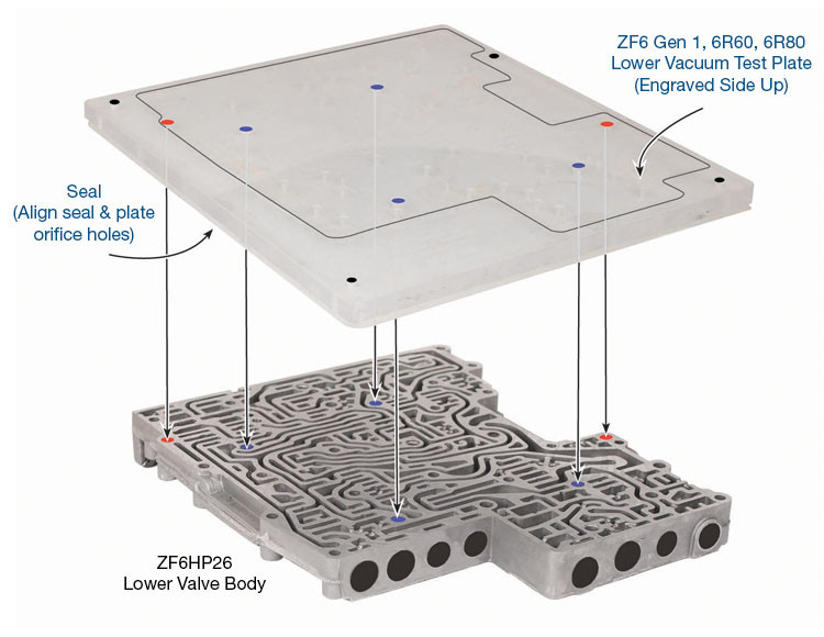 Sonnax 95740-VTP1 6R60 6R75 6R80 6HP19 6HP26 6HP32 Vacuum Test Plate Kit - kit contents