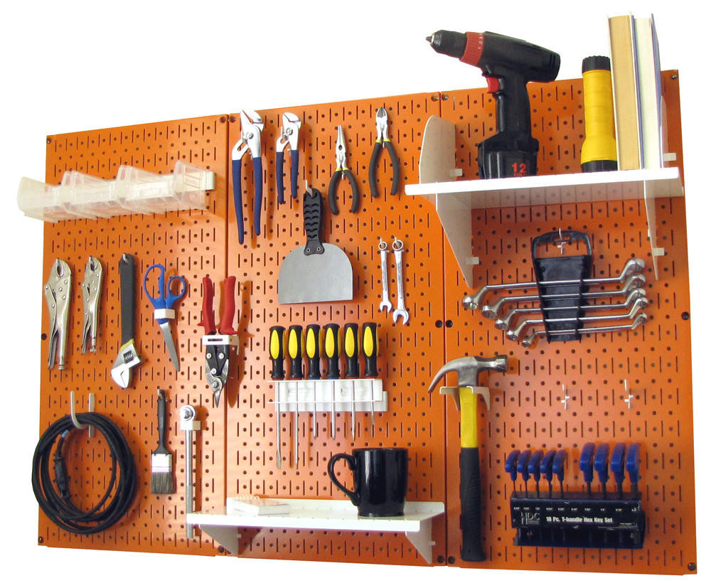 Metal Pegboard Garage Wall Tool Organizer
