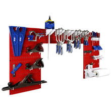 Colorful Red Woodworking Tool Storage & Organization Peg Board Kit Colorful Red Woodworking Tool Storage & Organization Peg Board Kit