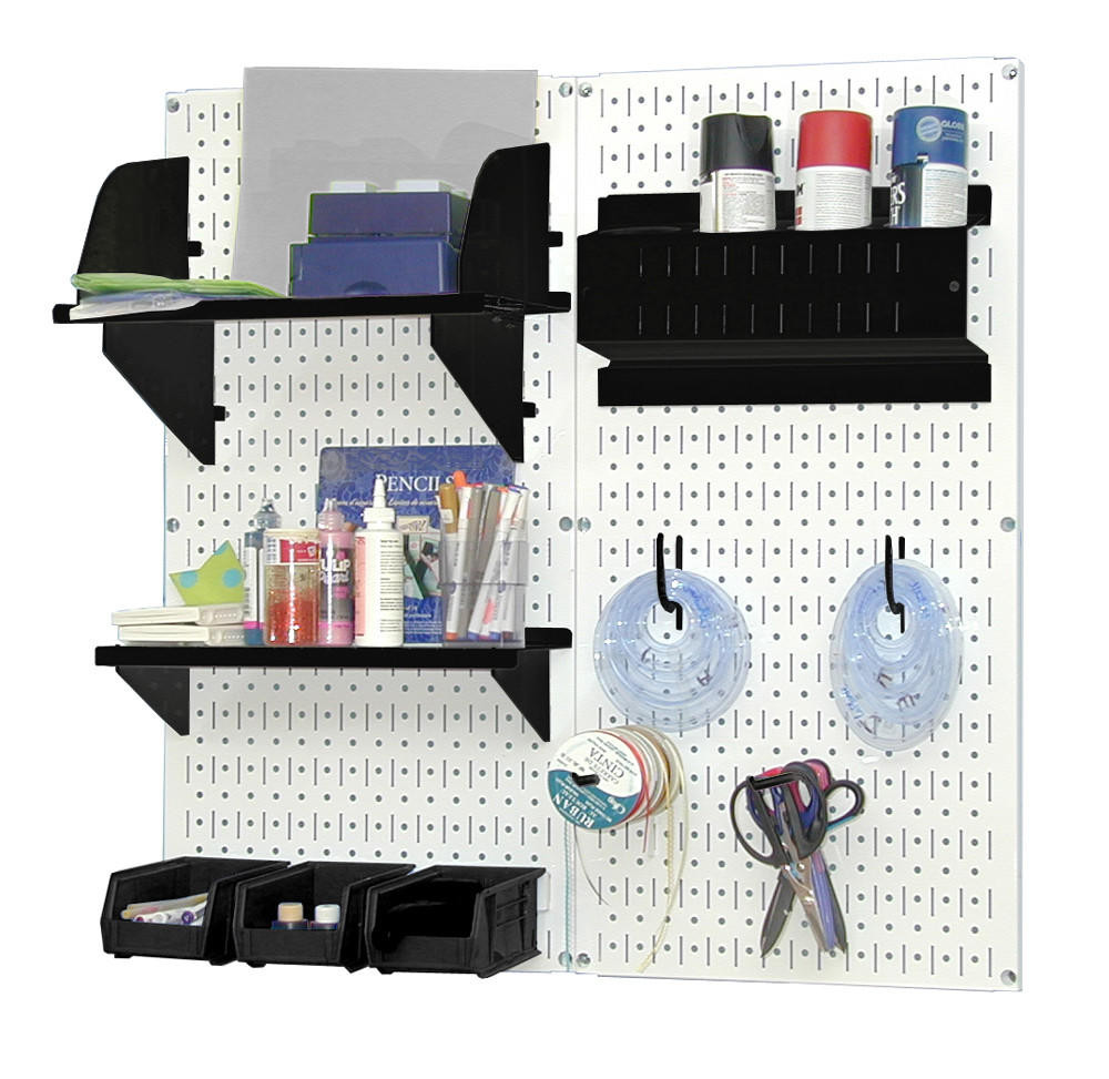White Craft Pegboard - Magnetic Pegboard Craft Organizer