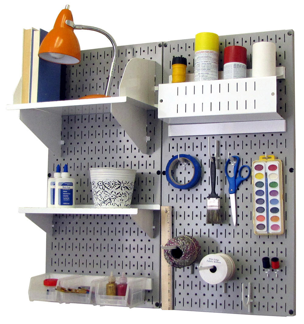 Magnetic Pegboard Craft Organizer - Grey Pegboards