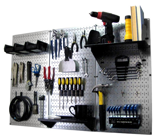 4ft Metal Pegboard Premium Tool Storage Kit - Metallic Toolboard with Hooks