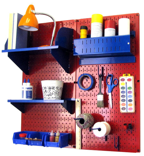 Wall Control Hobby Craft Pegboard Organizer Storage Kit, Metallic/White