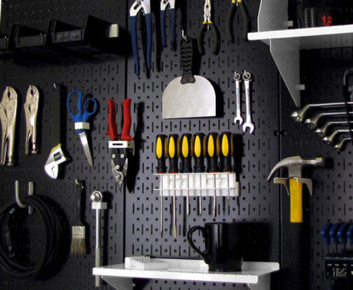 Wall Control 4ft Metal Pegboard Standard Tool Storage Kit - Black Toolboard & Black Accessories