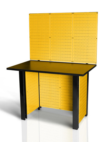 Golden Yellow Pegboard Workbench Workstation