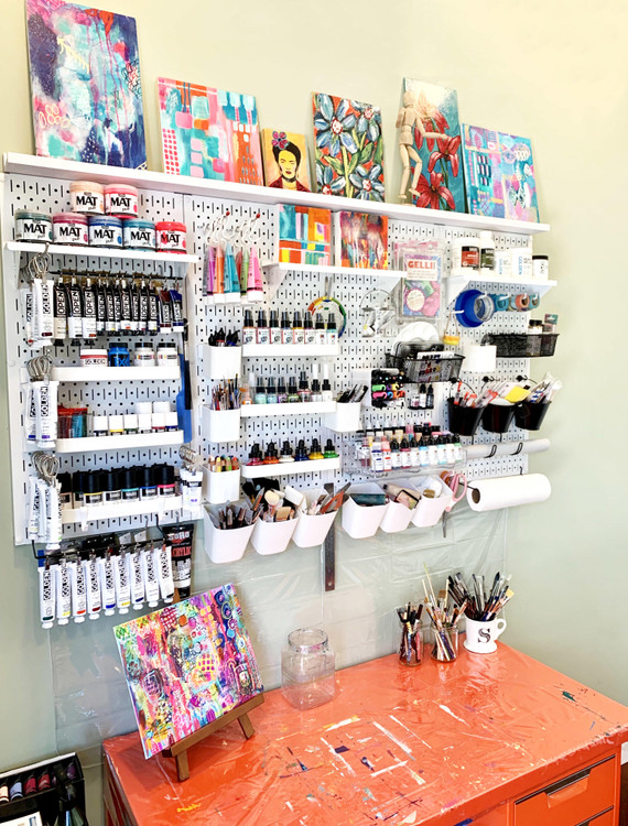 Craft Room Organization: PVC and Wire Shelf Paint Storage Organization Mad  in Crafts