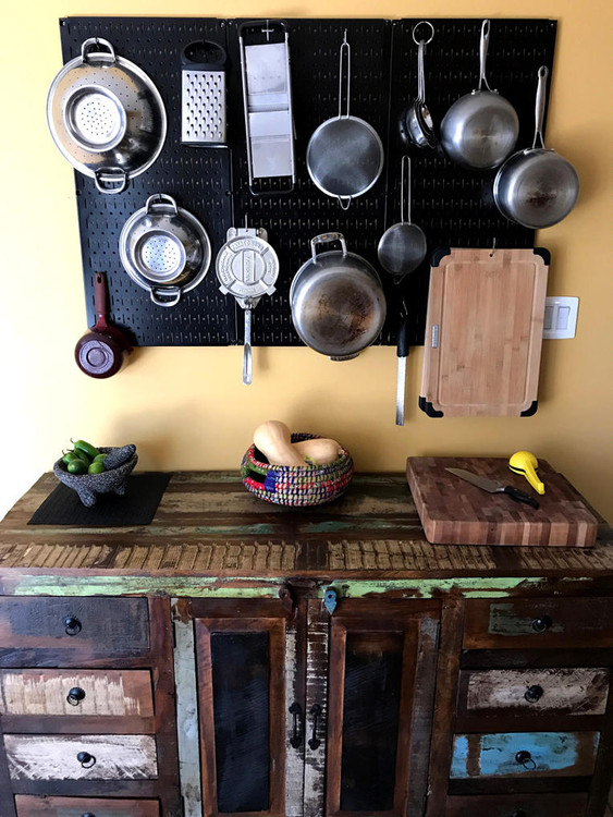 Rustic Kitchen Pegboard Storage Wall Organizer