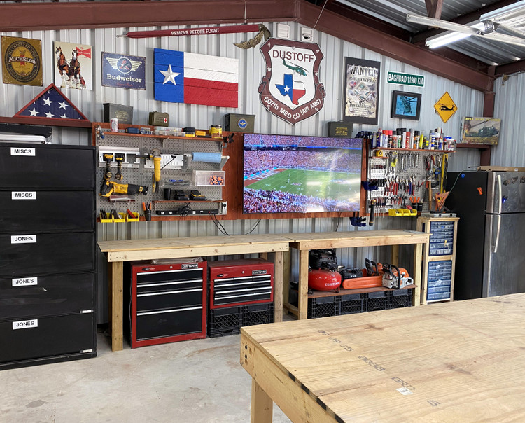 Texas Man Cave Dream Garage Pegboard Shop Setup