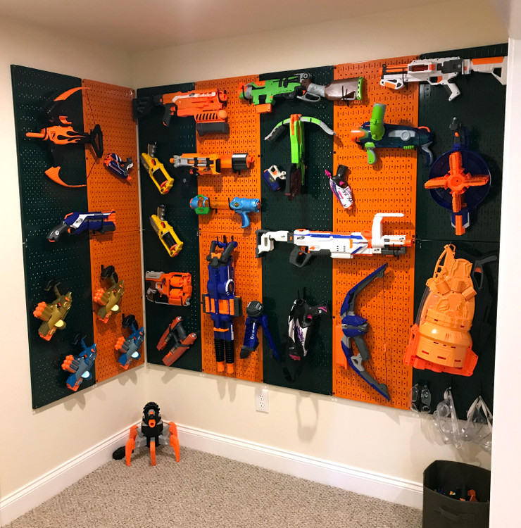 Team School Themed Pegboard Toy Storage System for Nerf Guns