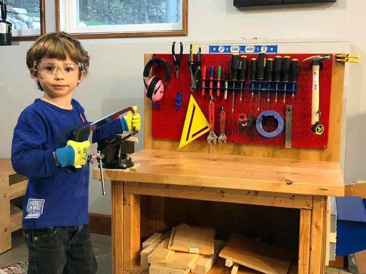 Kids Peg Board Workbench for Children - Wall Control Pegboard