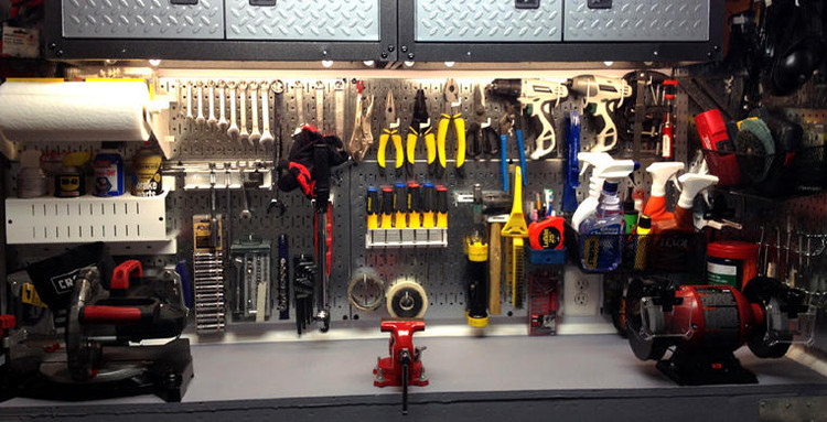 Efficient Workbench Pegboard Storage