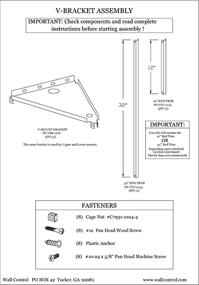 Wall Control V-Bracket Assembly Instructions