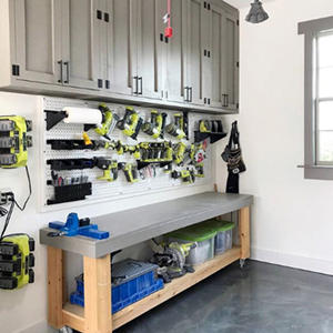 Shanty 2 Chic Workbench with Wall Control Pegboard