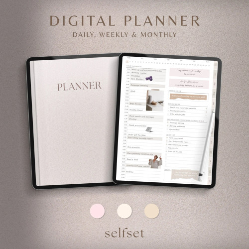 2024 Minimalist Digital Planner in Beige/ Boho/ Pink