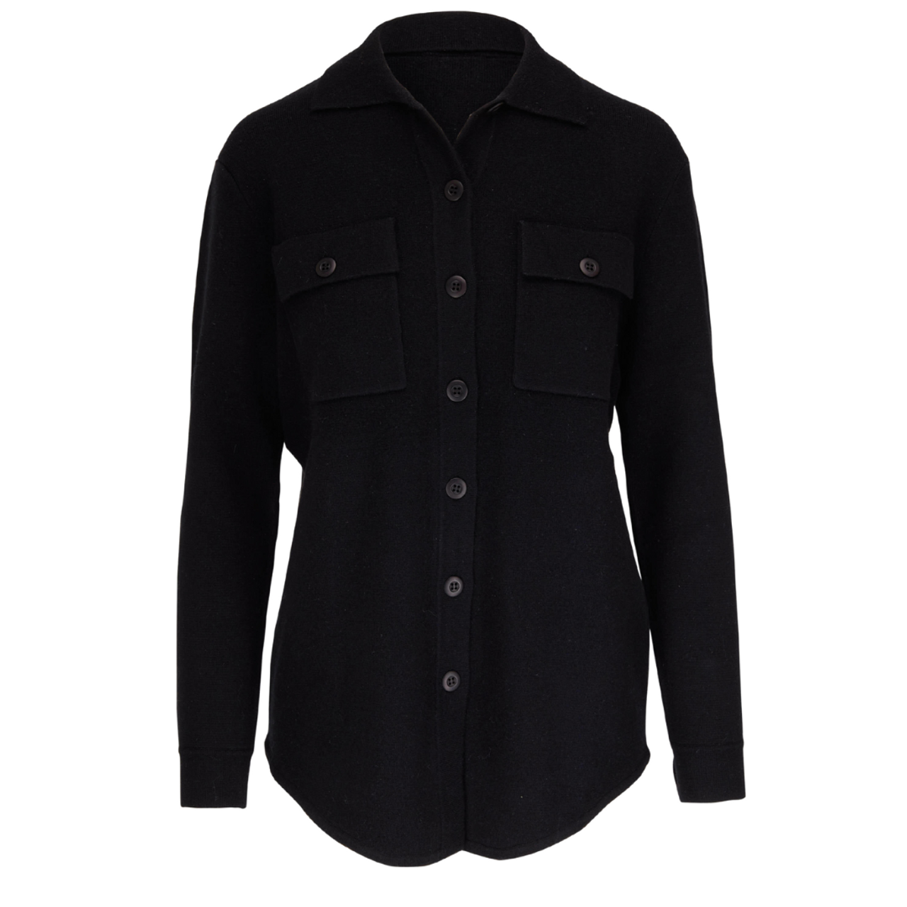 Kinross Cashmere Double Knit Shacket in Black in Vermont