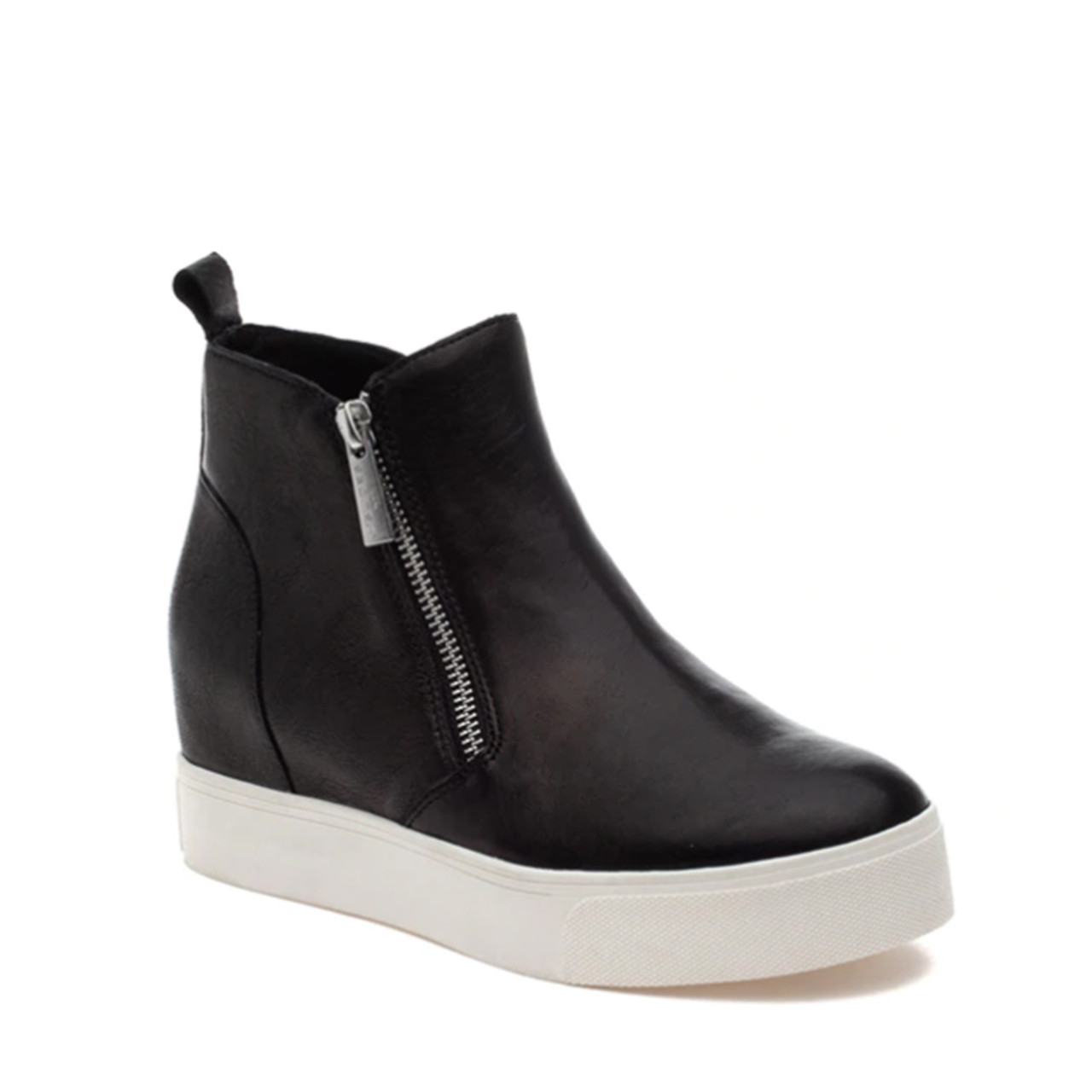 black wedge sneaker booties