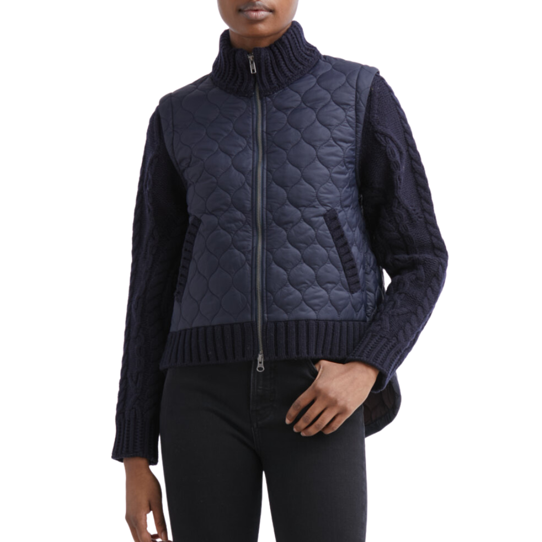 Veronica Beard Patra MixedMedia Jacket in Navy