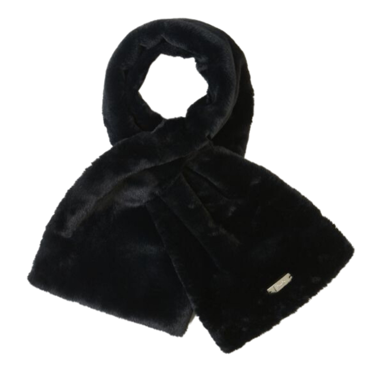 Herno Soft Faux Fur and Nylon Ultralight Scarf in Black