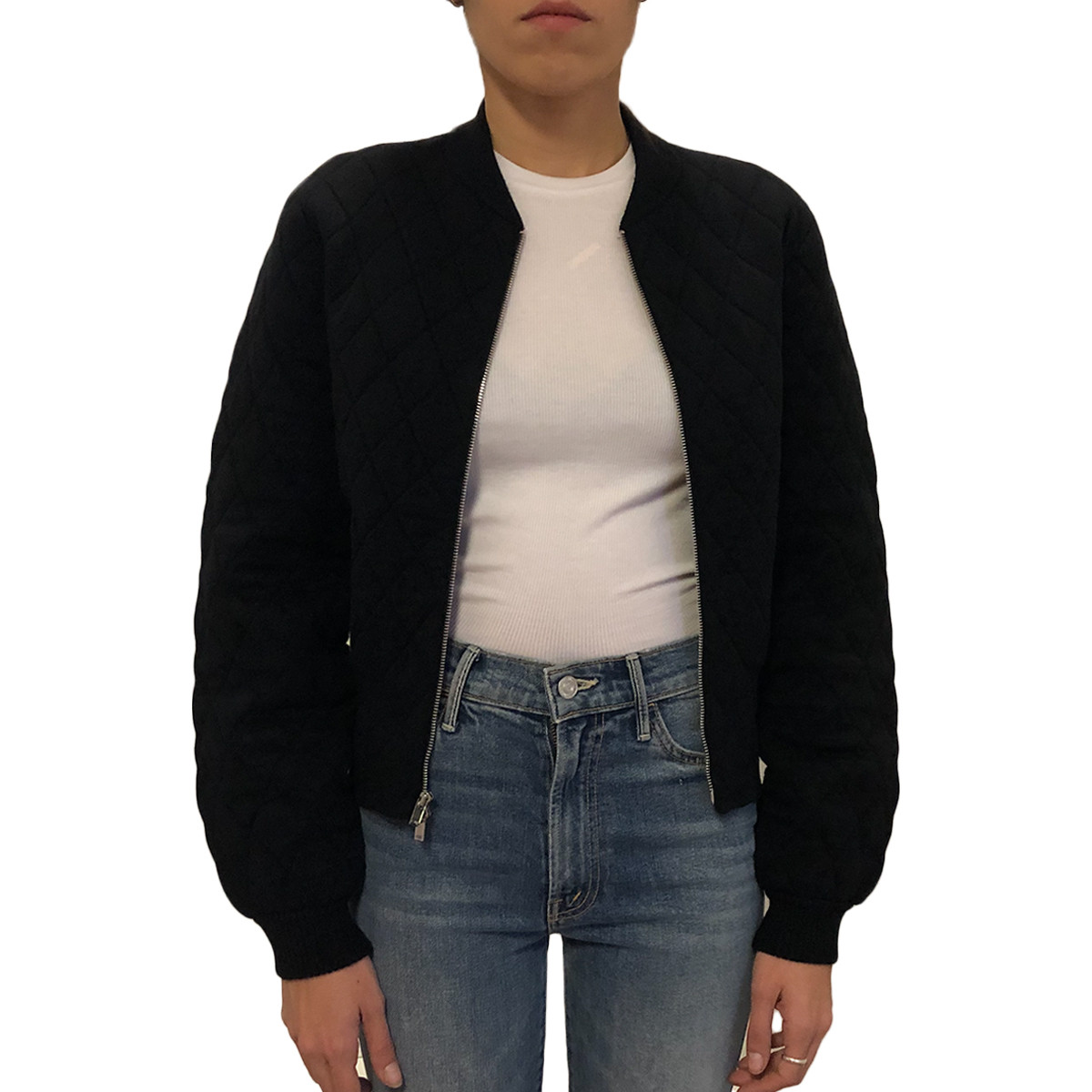 black wool bomber jacket