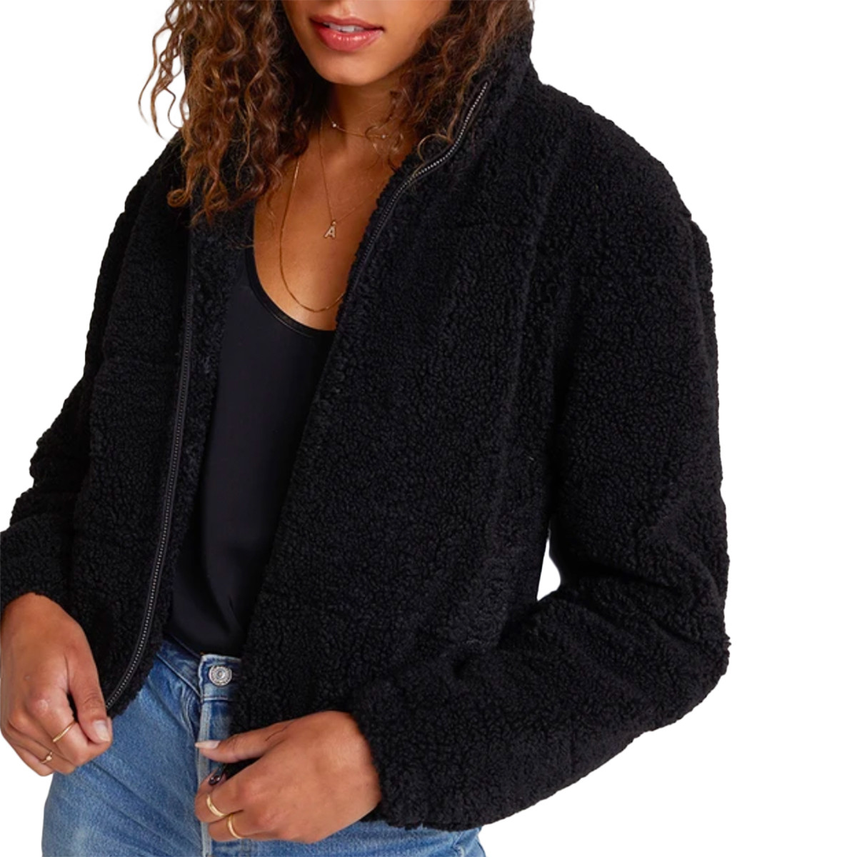black teddy puffer jacket