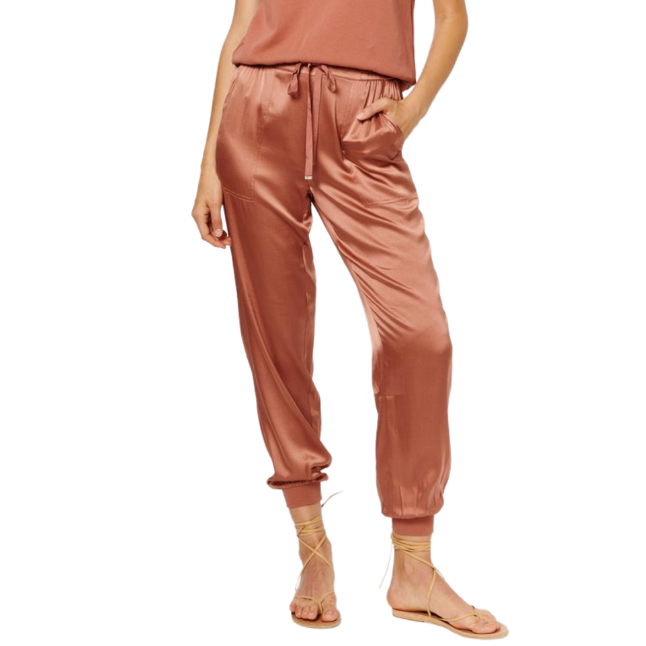 Zoe Silk Jogger in Acorn - COCO GOOSE