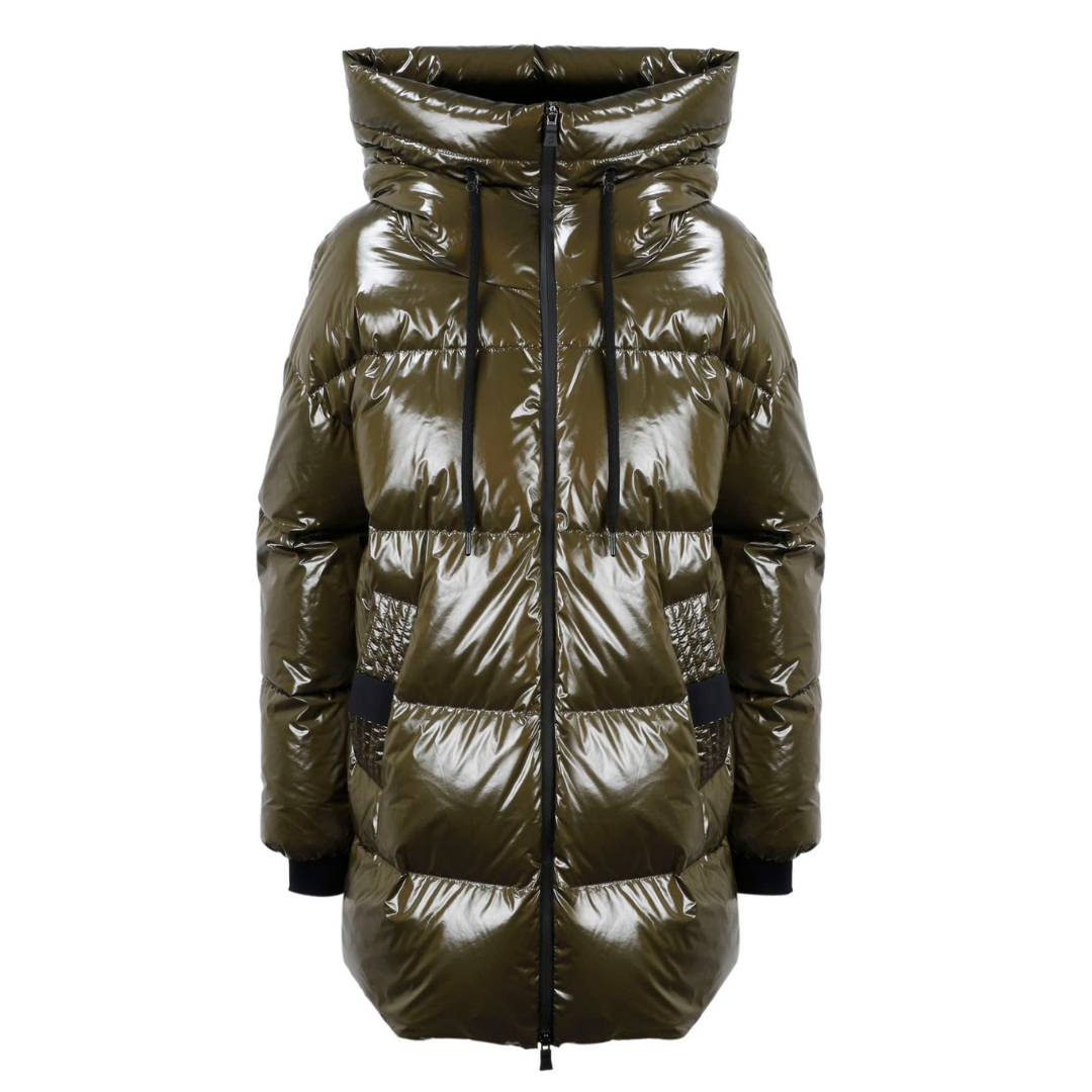 olive green down coat
