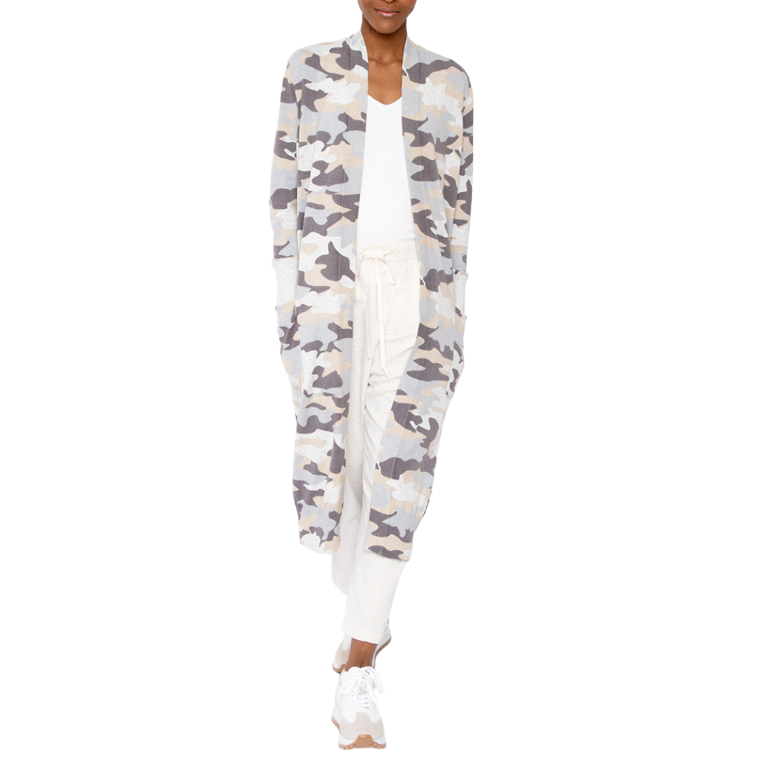 camo duster cardigan