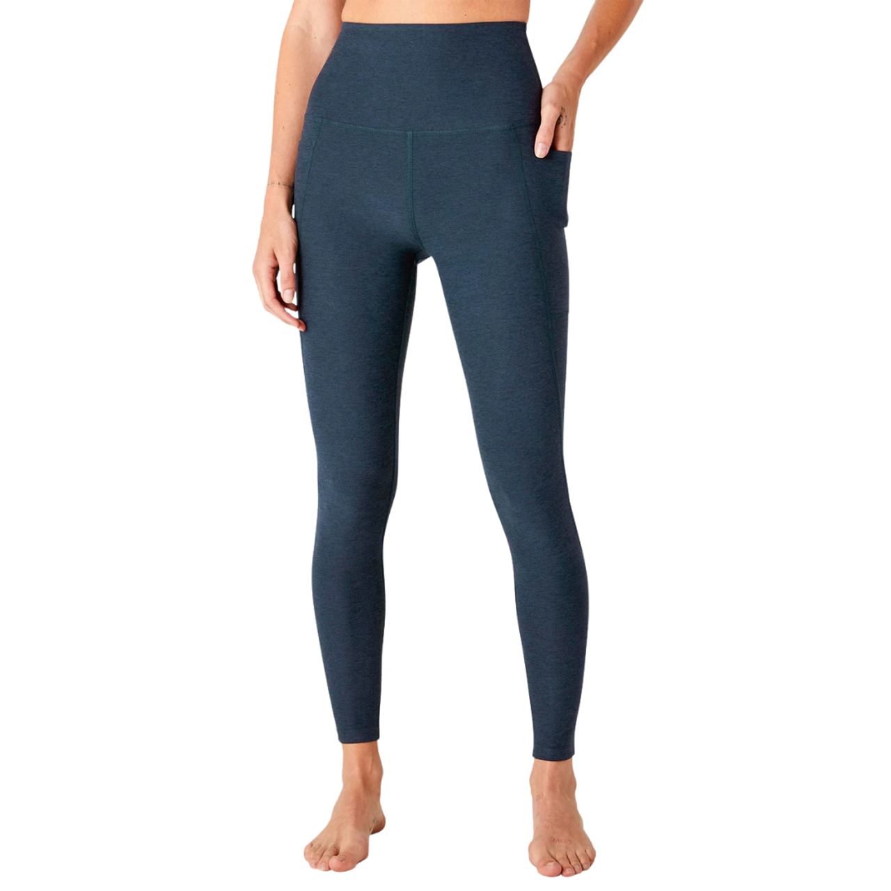 Navy Blue Knitted Leggings Plain Ankle-Length Leggings – Lady India