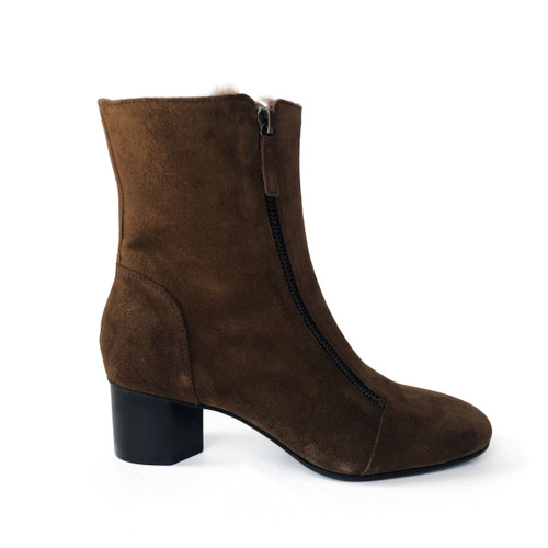 Suede Double-Zip Fur-Lined Ankle Boot