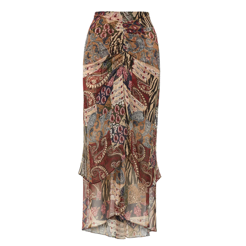 Sira Patchwork-Print Skirt in Multi