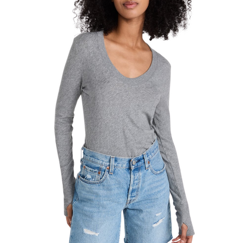 Long Sleeve Cuffed Sweater in Smoke