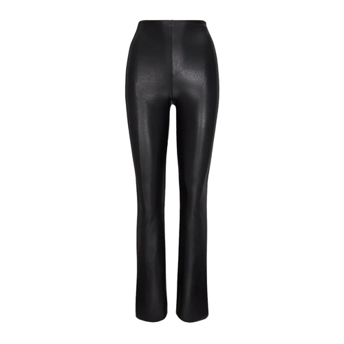 Faux Leather Flared Legging in Black 