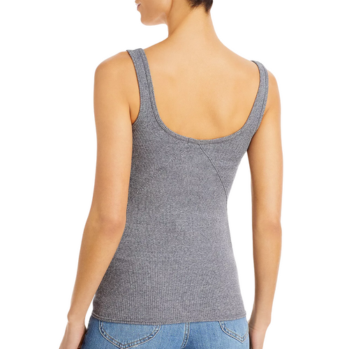 Essential Rib Scoop Neck Tank Top in Heather Grey 