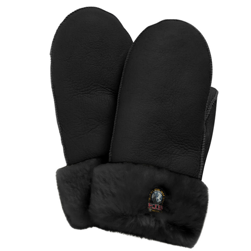 Shearling Mittens in Black