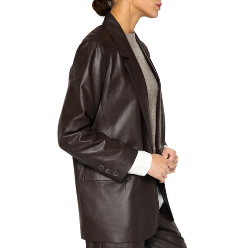 Farley Vegan Leather Blazer in Timber