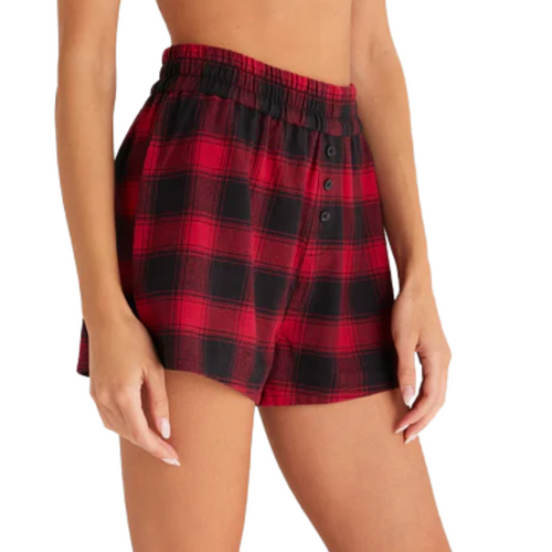 Co-ed Plaid Boxer in Berry Red