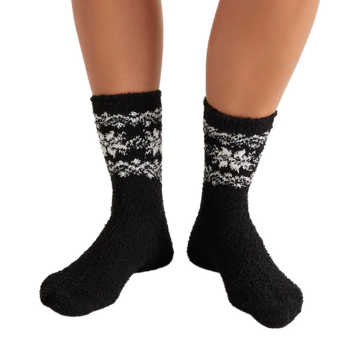 Checked Plush Socks in Black