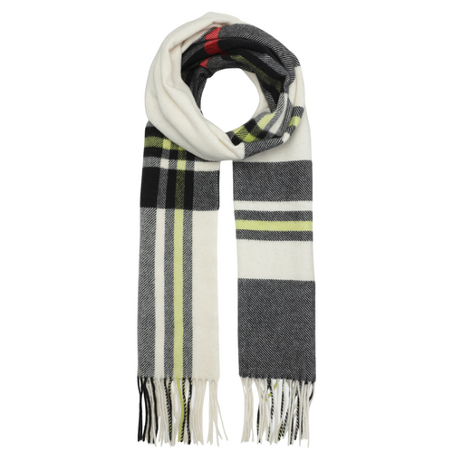 Wool Scarf in Check Egret 