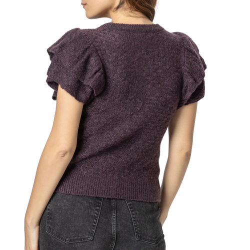 Ruffle Shell Sweater in Fig