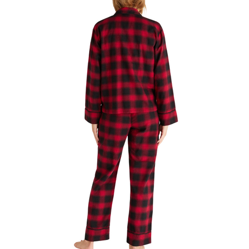 Sleep All Day Check PJ Set in Berry Red