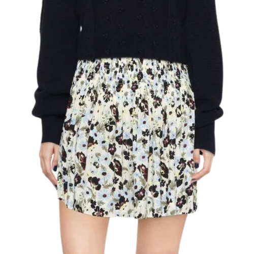 Printed Crepe Smock Mini Skirt in Meadow Egret 