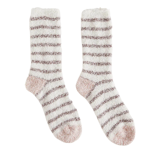 Stripe Plush Socks in Shell Pink