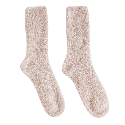Stripe Plush Socks in Shell Pink