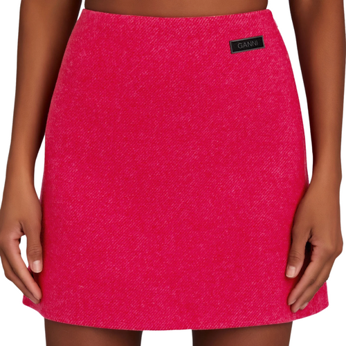 Wool Mini Skirt in Fiery Red 