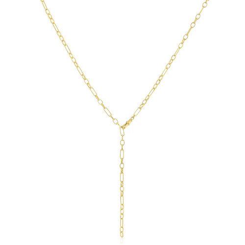 28" Triple Round and Oval Small Yaeli Link in 14k Yellow Gold